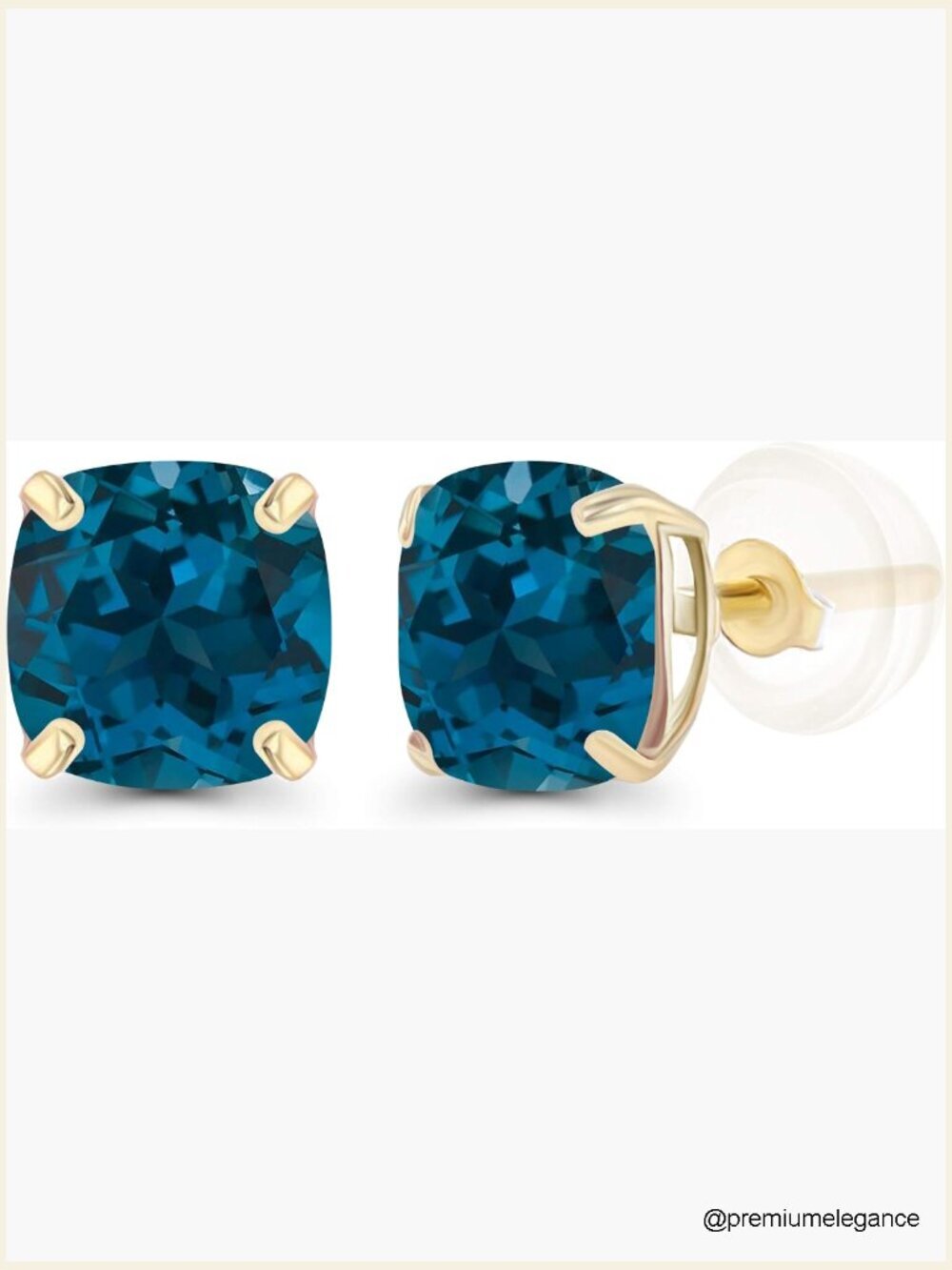 14K Gold 6mm Cushion Cut Genuine Birthstone Stud Earrings Hypoallergenic